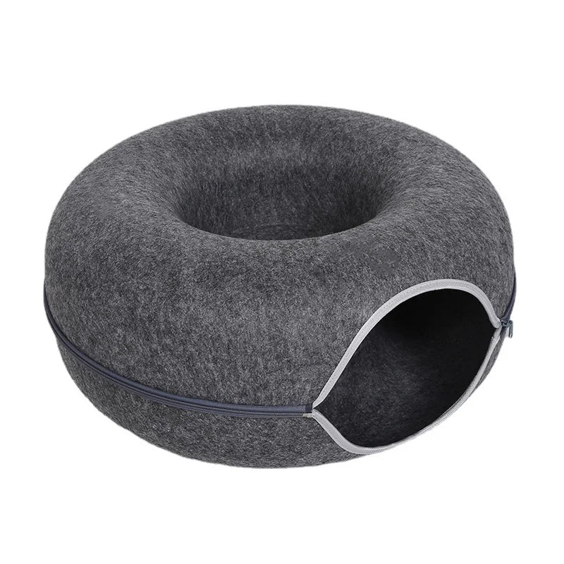 Cozy Donut Cat Tunnel Bed