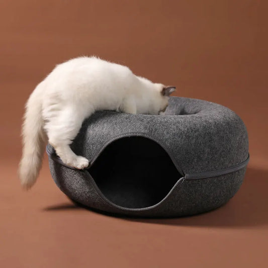 Cozy Donut Cat Tunnel Bed