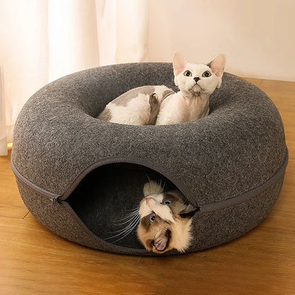 Cozy Donut Cat Tunnel Bed