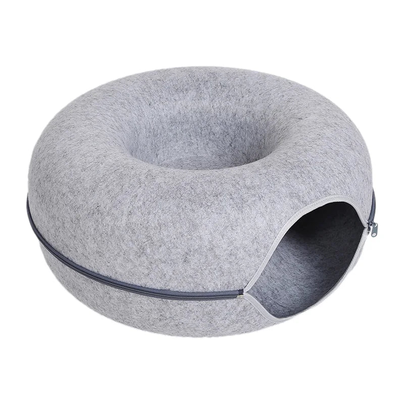 Cozy Donut Cat Tunnel Bed