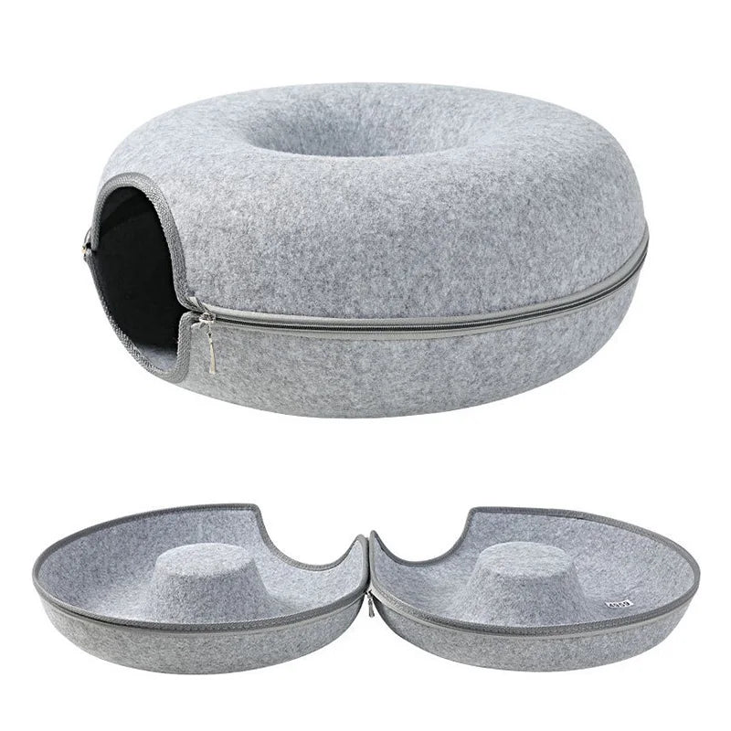 Cozy Donut Cat Tunnel Bed